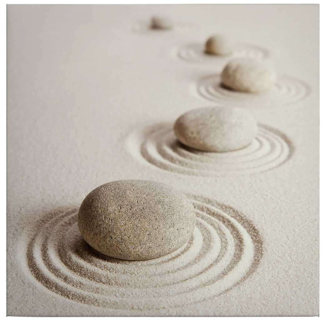             Square canvas painting zen garden in the sand – brown
        