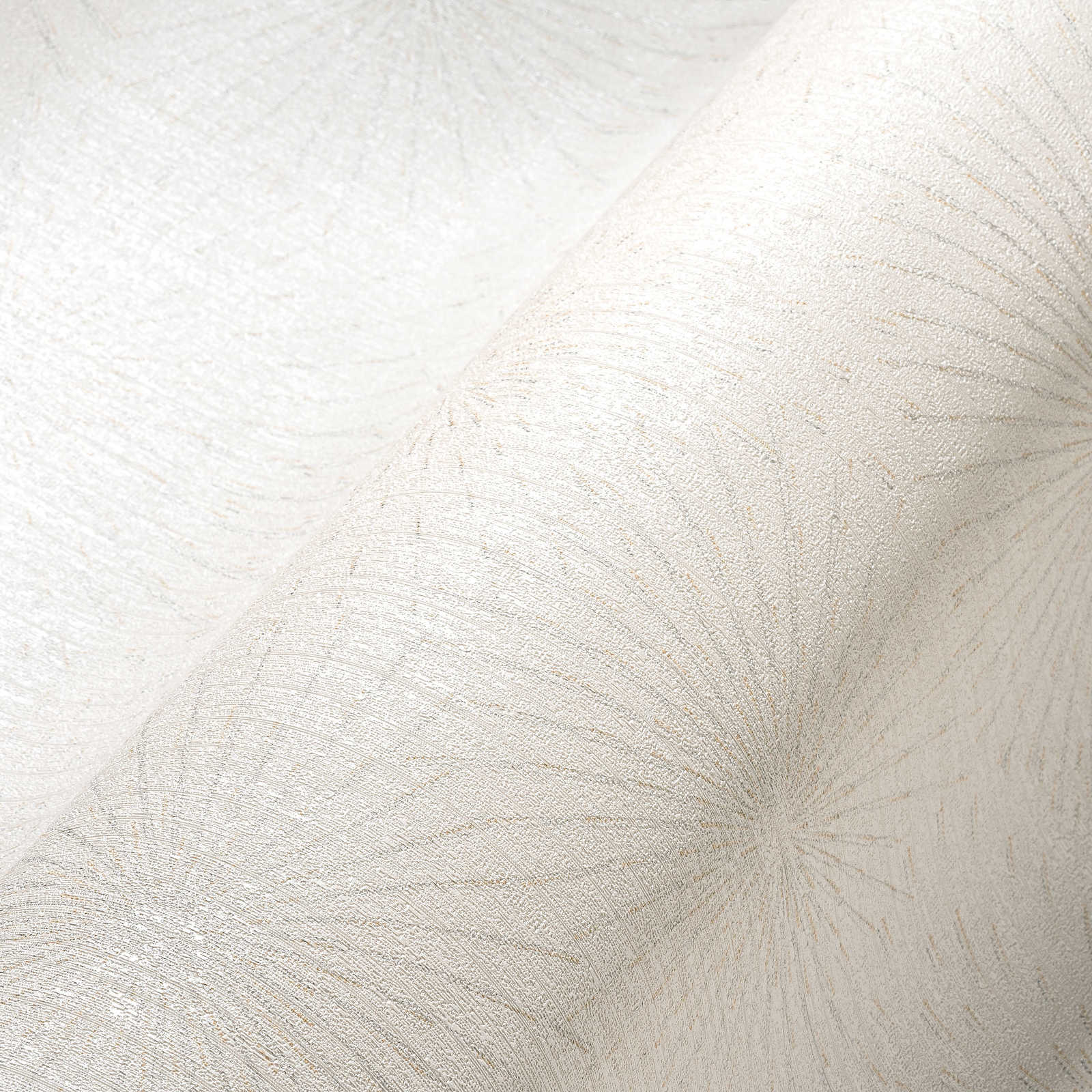             Papier peint blanc avec motif rétro métallisé Starburst - Blanc
        