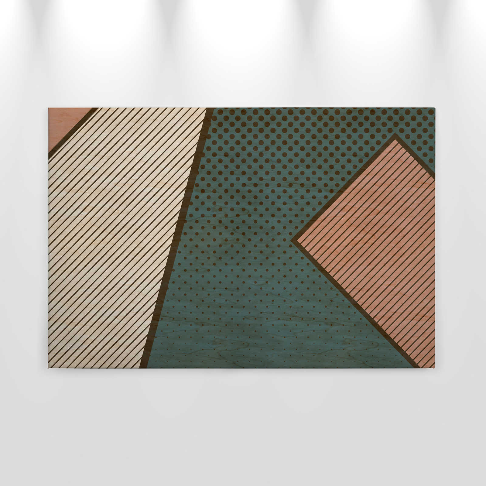             Vogelbende 1 - canvas schilderij met patroon, multiplex structuur met moderne gekleurde vlakken - 0,90 m x 0,60 m
        