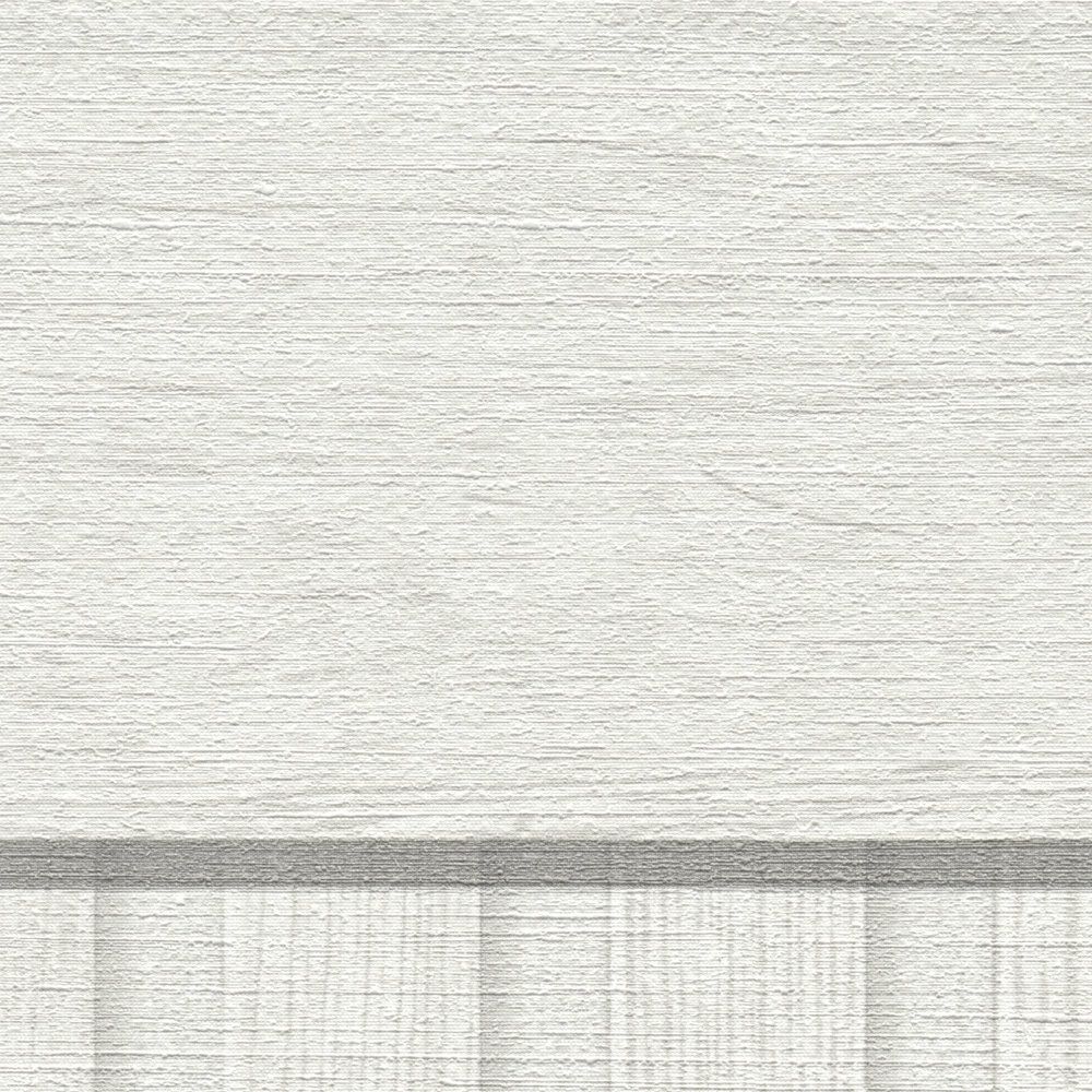             Panel mural no tejido con patrón de panel acústico realista de madera - blanco, gris
        