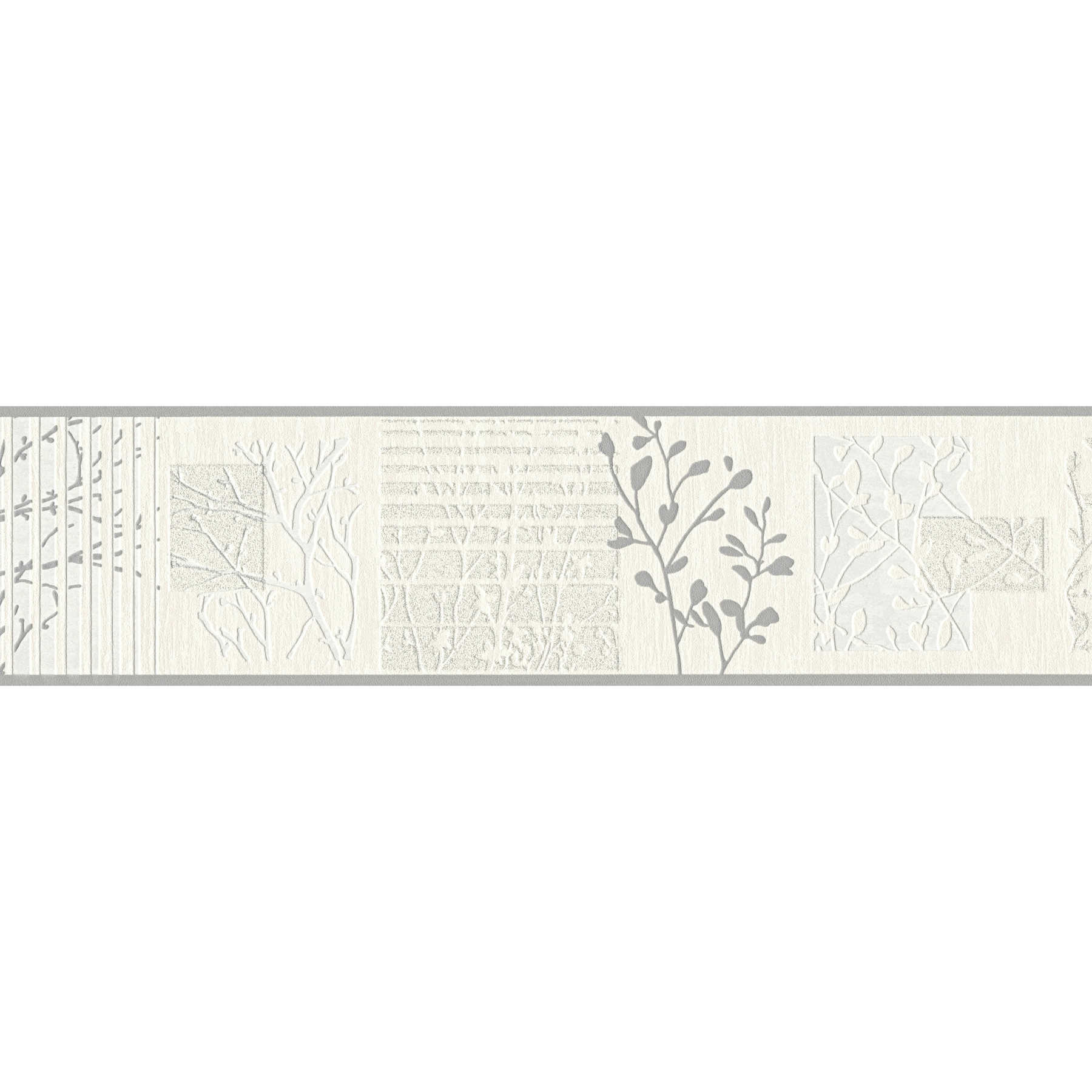         Floral wallpaper border with structure & metallic effect - Beige, Metallic
    