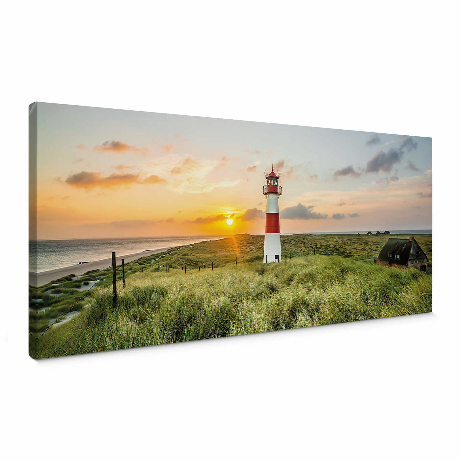 Panoramic canvas picture of lighthouse on Sylt
