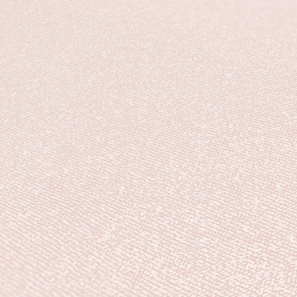             Papel pintado de aspecto textil liso - rosa, crema, blanco
        