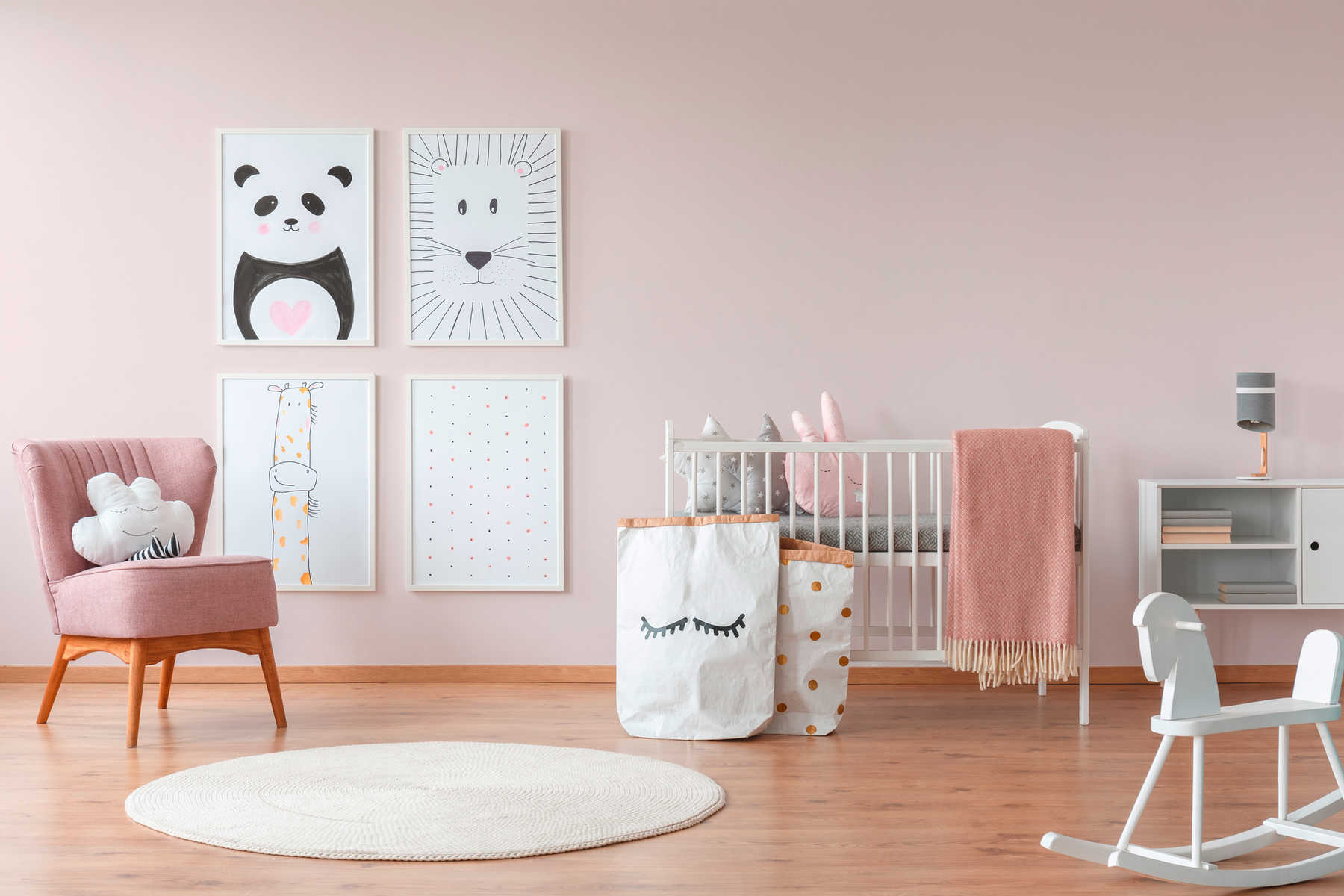             Papel pintado no tejido de color rosa claro para habitaciones de niñas y bebés - Rosa
        