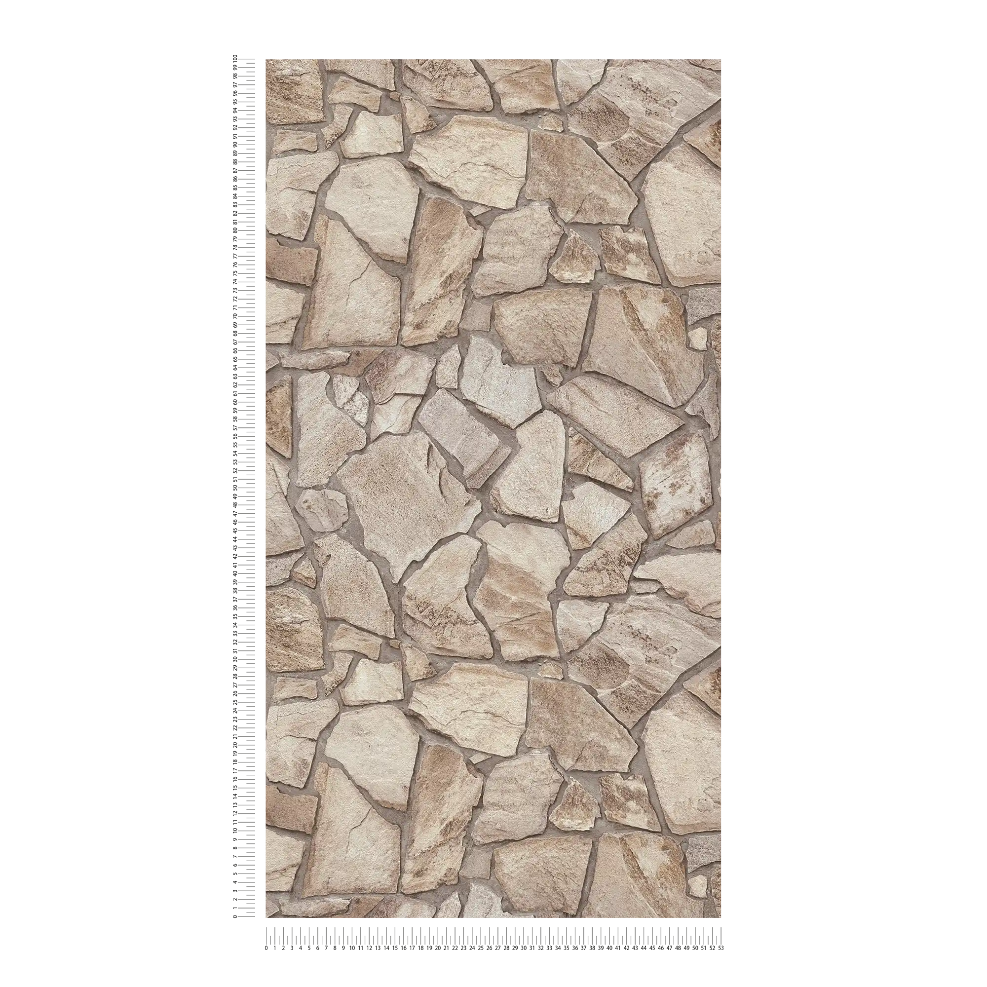             Non-woven wallpaper with stone look wall - brown, grey, beige
        