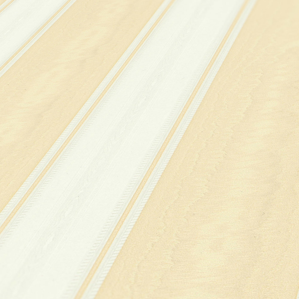             Papel pintado a rayas con efecto moiré de seda - beige, blanco
        