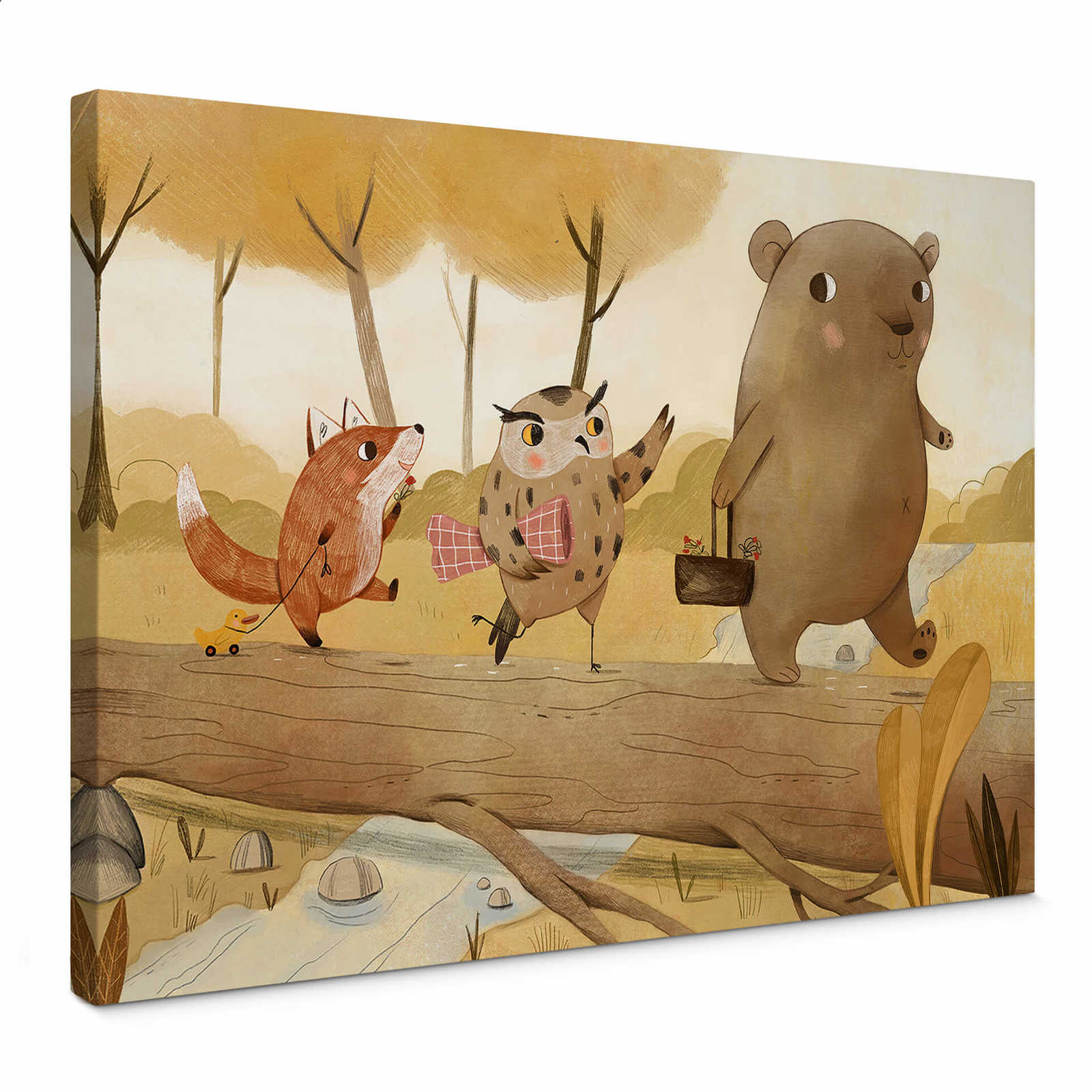 Canvas schilderij Forest Animal Picnic Comic Design by Loske - 0,70 m x 0,50 m
