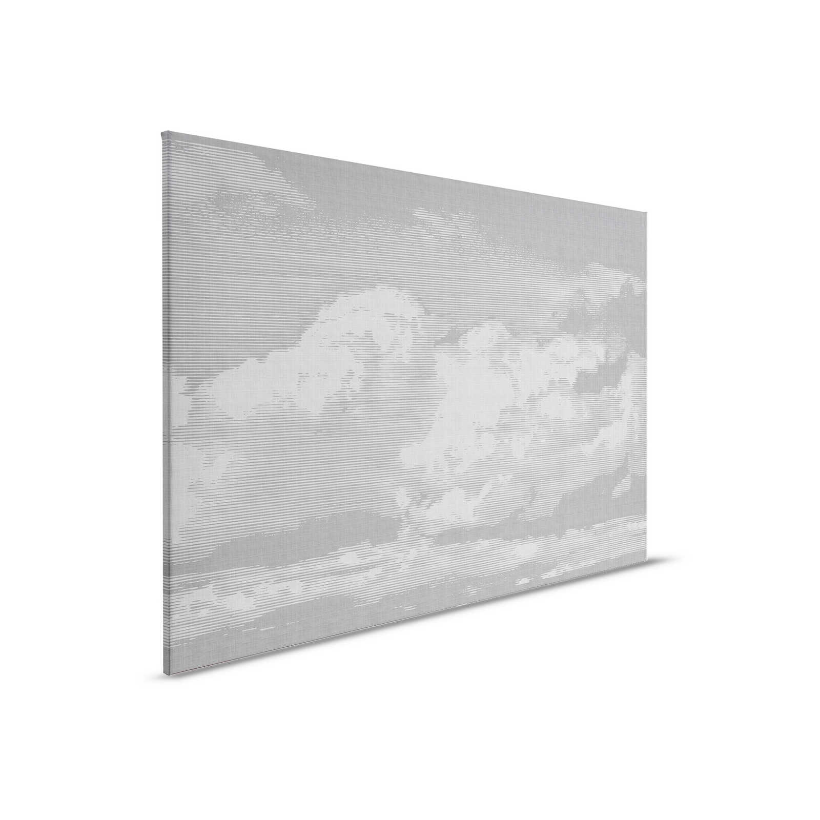 Nubes 2 - Cuadro de lienzo celestial en aspecto de lino natural con motivo de nubes - 0,90 m x 0,60 m
