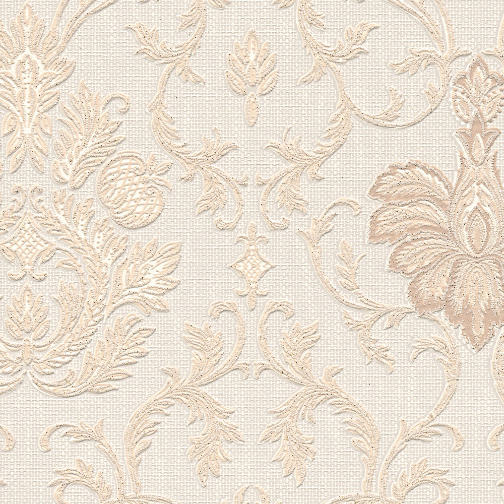             Wallpaper ornamental pattern in colonial style - beige, white
        