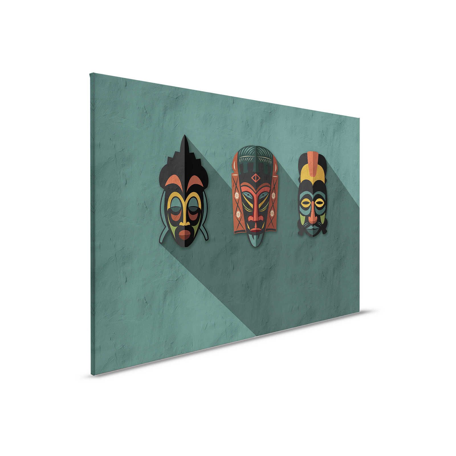         Zulu 3 - Canvas painting Petrol Africa Masks Zulu Design - 0,90 m x 0,60 m
    