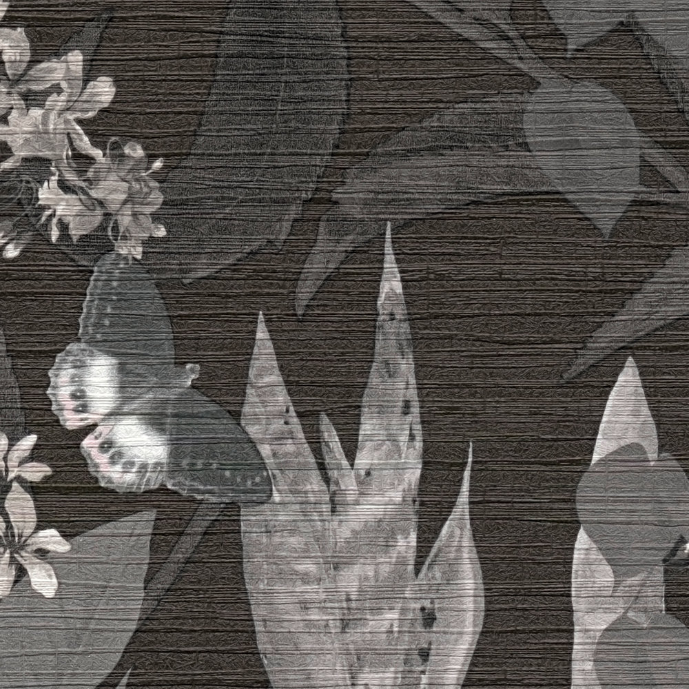            Papier peint aspect jungle avec design naturel - gris, rose
        