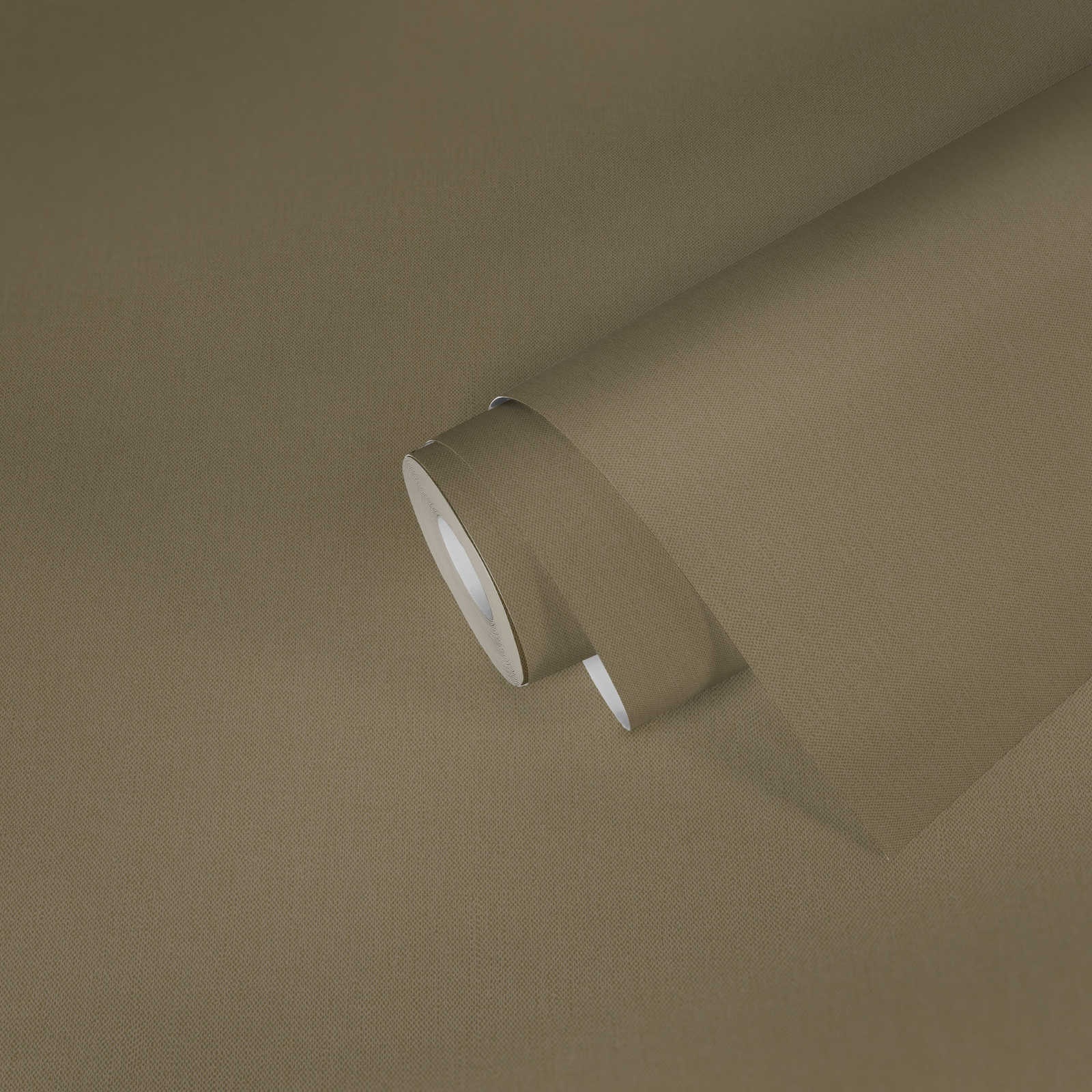             Papier peint intissé uni marron mat kaki avec structure textile
        