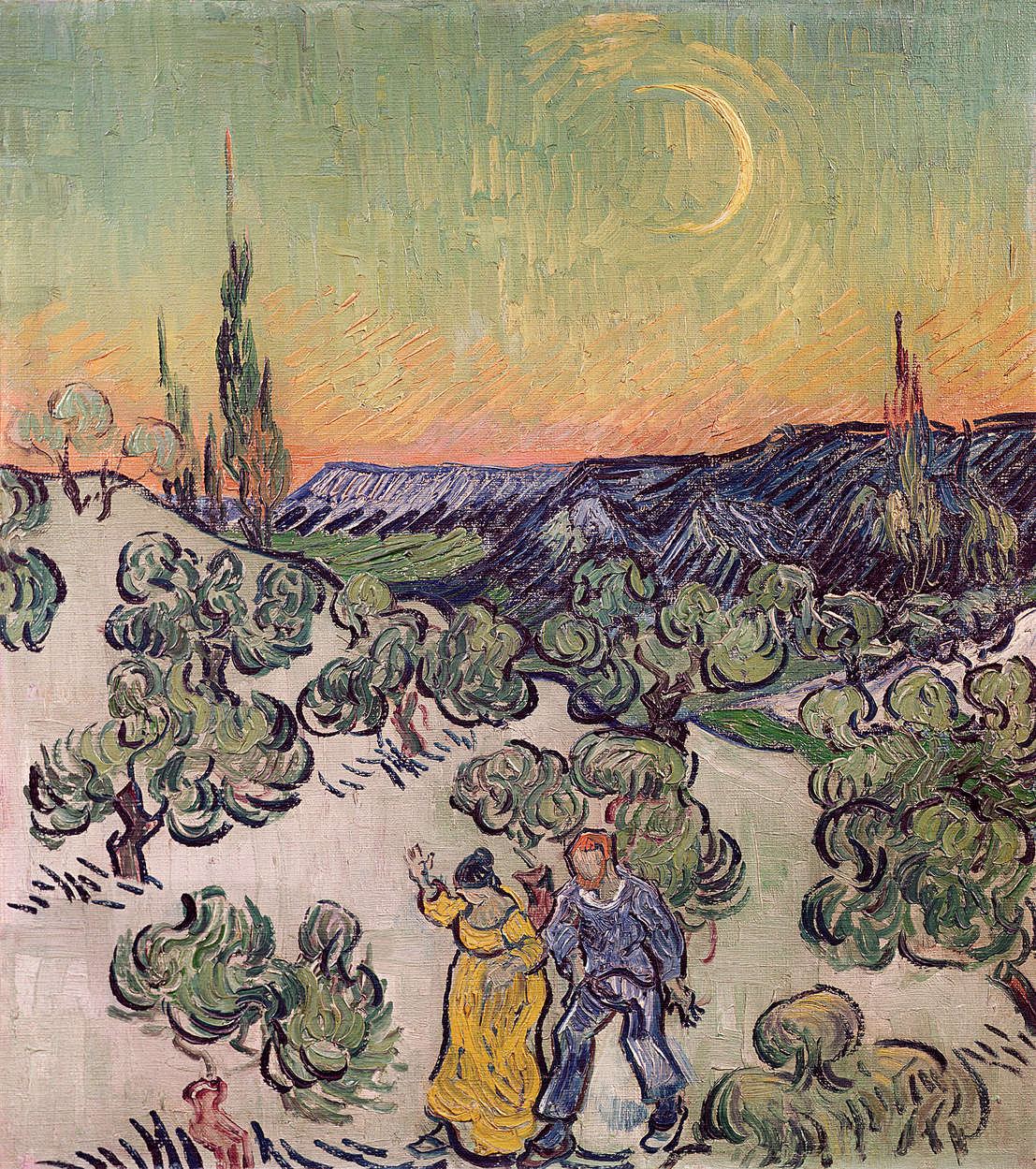             Fotomurali "Paesaggio con fabbriche al chiaro di luna" di Vincent van Gogh
        