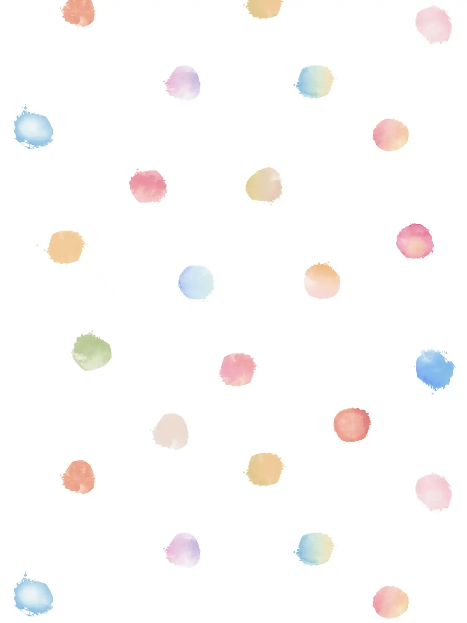 Nursery wallpaper watercolour dots - colourful, white, blue
