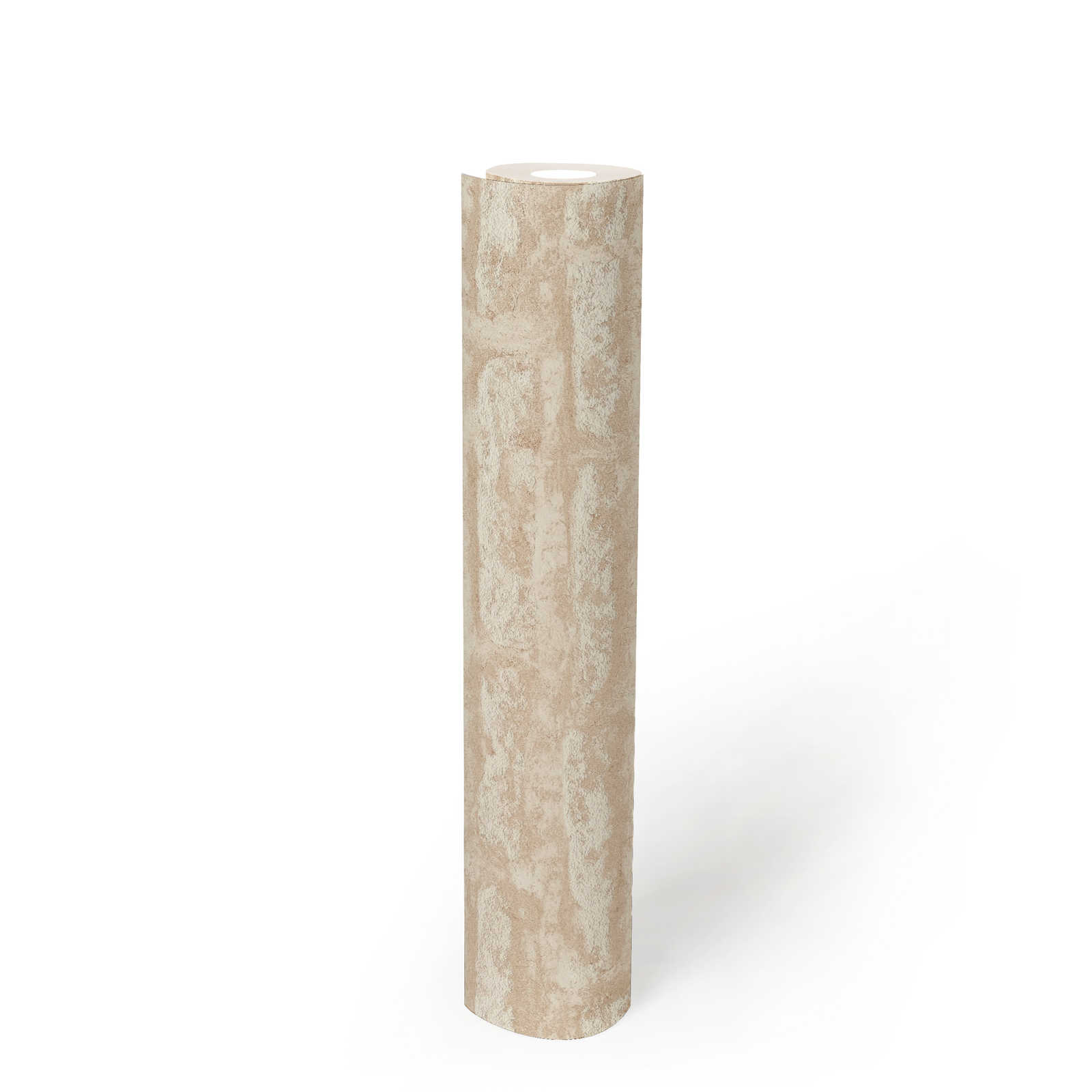             Papier peint intissé avec motif plâtre abstrait mat - beige, blanc
        