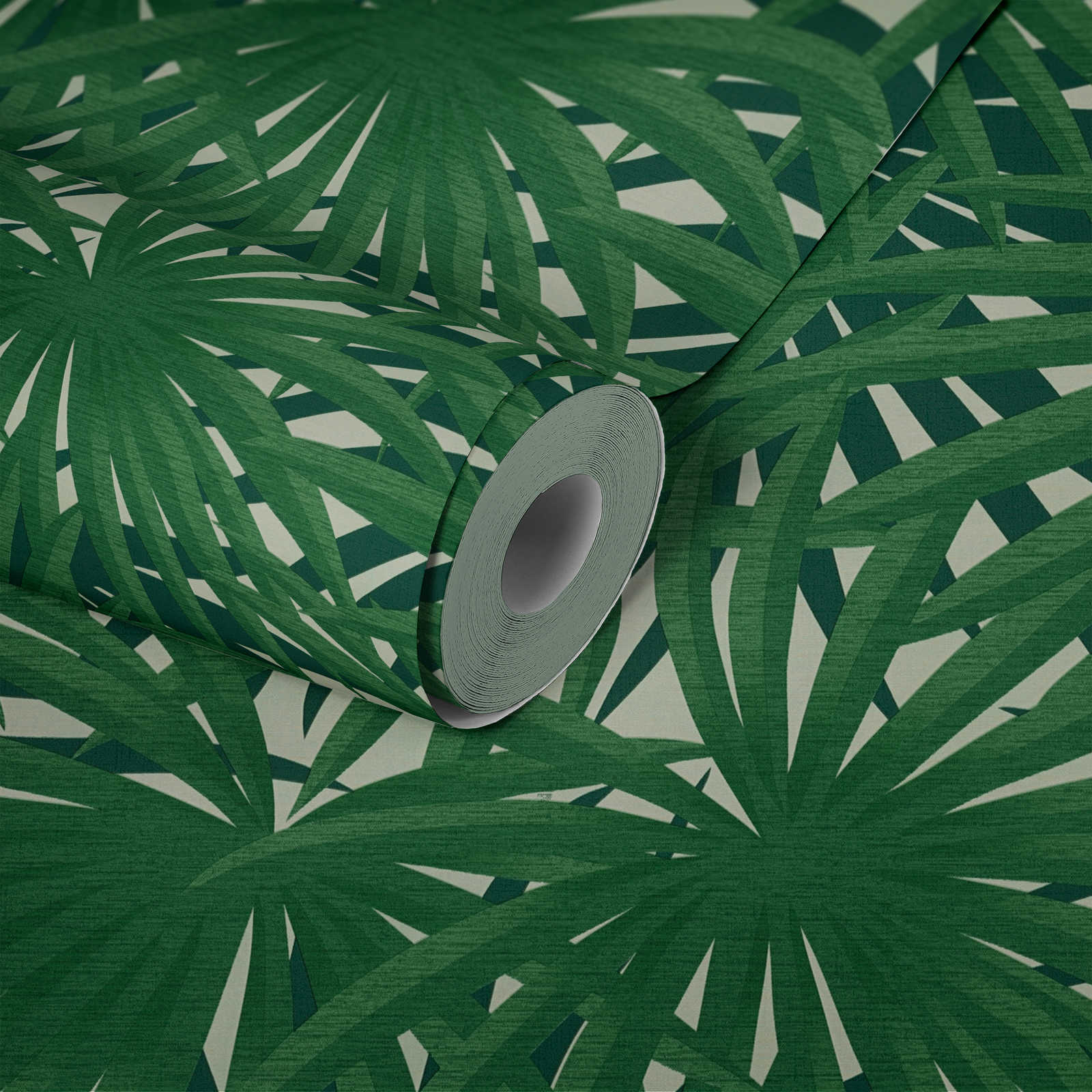             Papier peint tropical au design jungle & à l'éclat métallique - vert, métallique, blanc
        