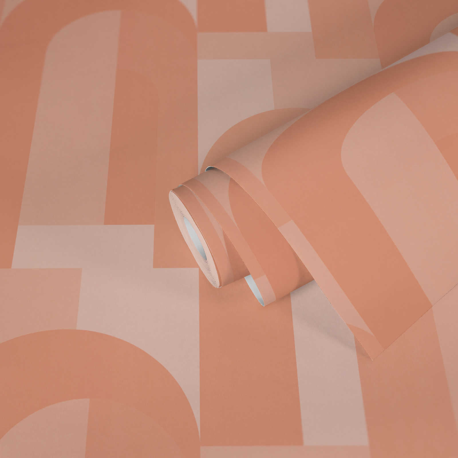             Papier peint graphique avec arc - orange, beige
        