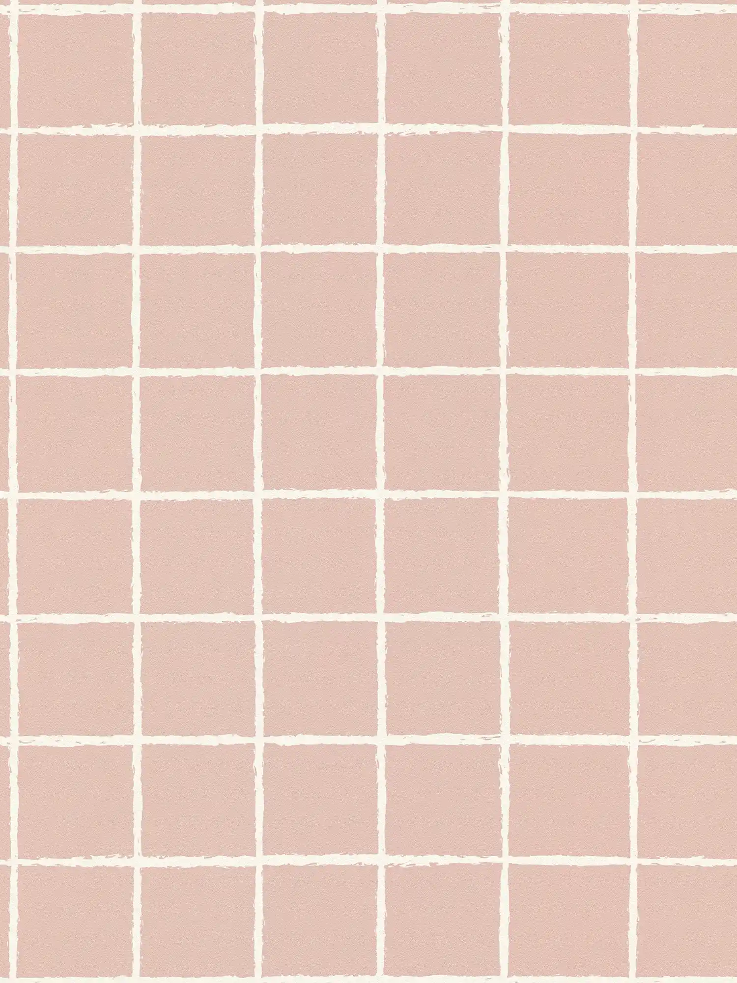 Papel pintado no tejido con motivo de red dibujada - rosa, blanco

