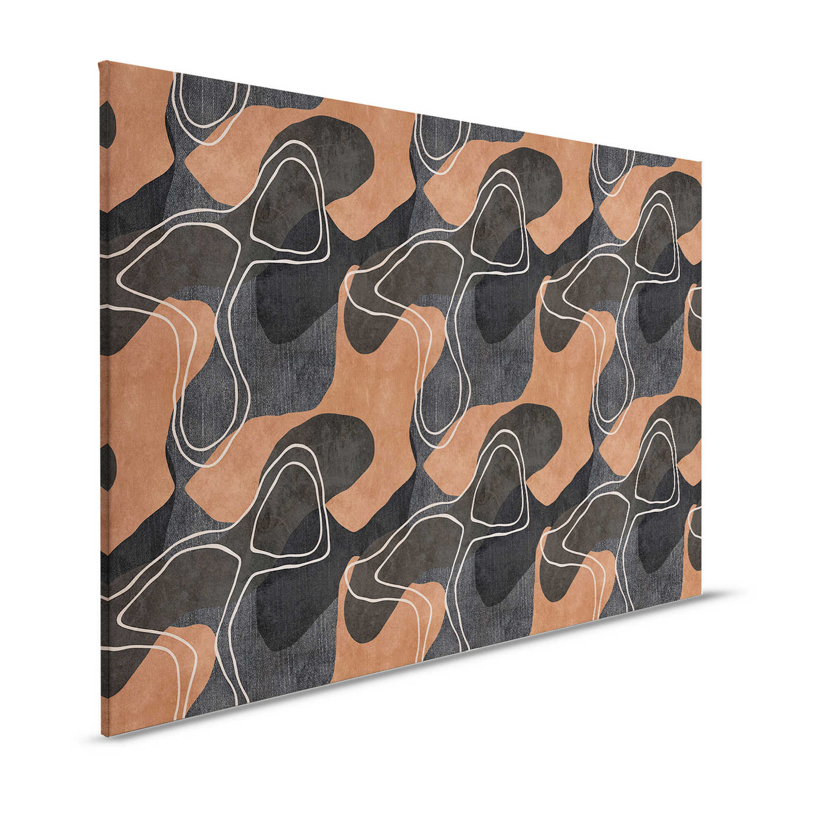 Terra 1 - Ethno canvas painting with abstract design in earth tones - 1.20 m x 0.80 m
