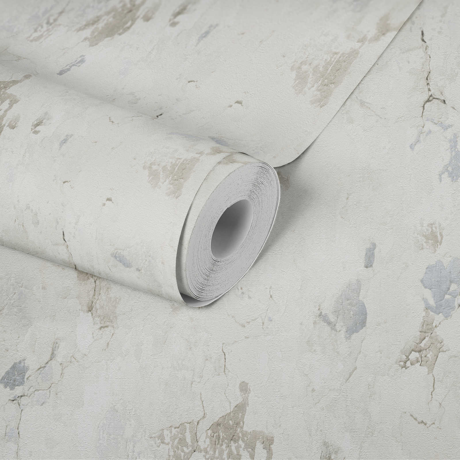             Wallpaper with plaster look in modern industrial style - cream, grey
        