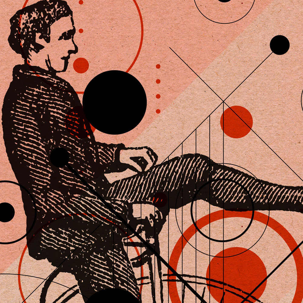             Tourde France 2 - vintage bike & red graphic pattern photo wallpaper
        