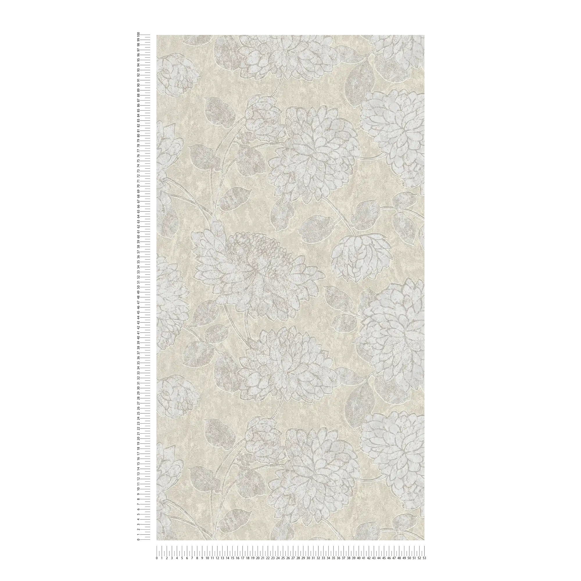             Floral pattern wallpaper with a slight sheen - beige, white
        