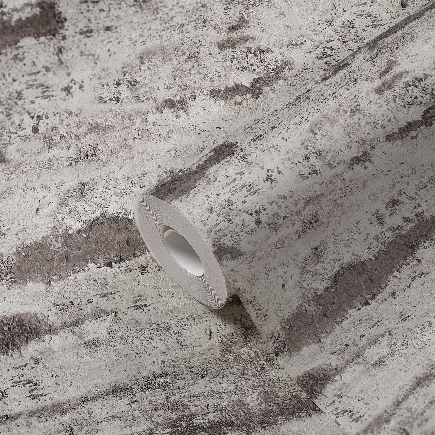             Non-woven wallpaper rustic pattern, plaster look - grey, black
        
