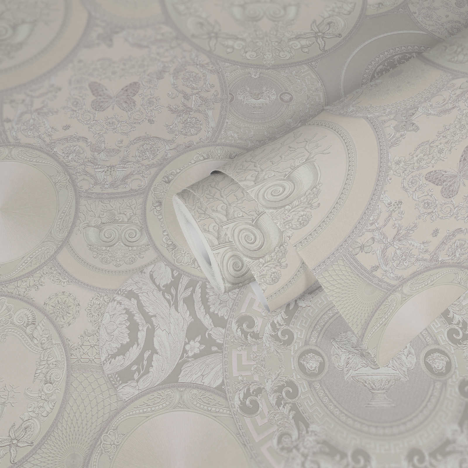            Papel pintado no tejido VERSACE con efecto brillo - metálico, blanco
        