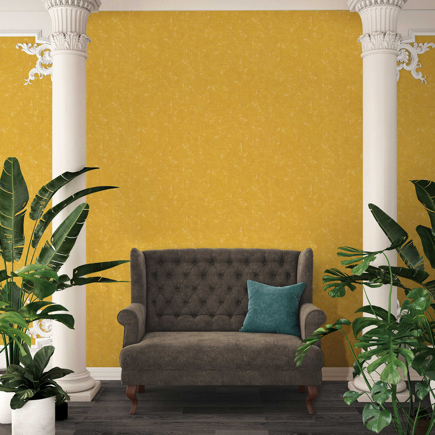             Wallpaper summer yellow, asymmetrical pattern - yellow
        