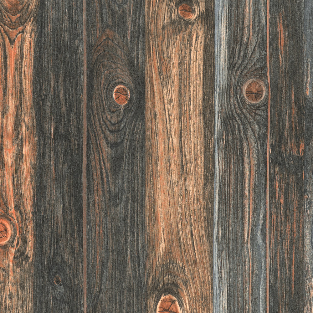             Papier peint bois avec motif planches, structure bois & veinures - marron, gris, beige
        
