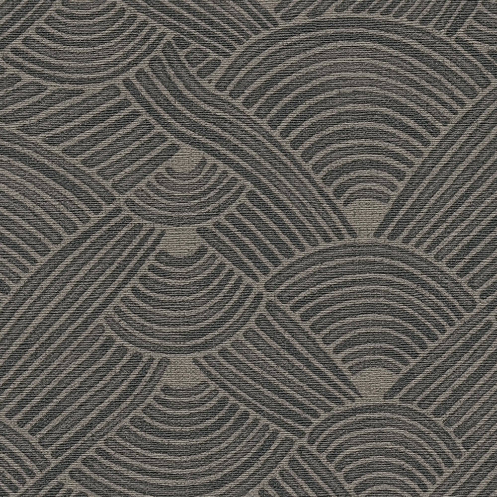             Papier peint foncé motif tressé avec dessin structuré - gris, noir
        