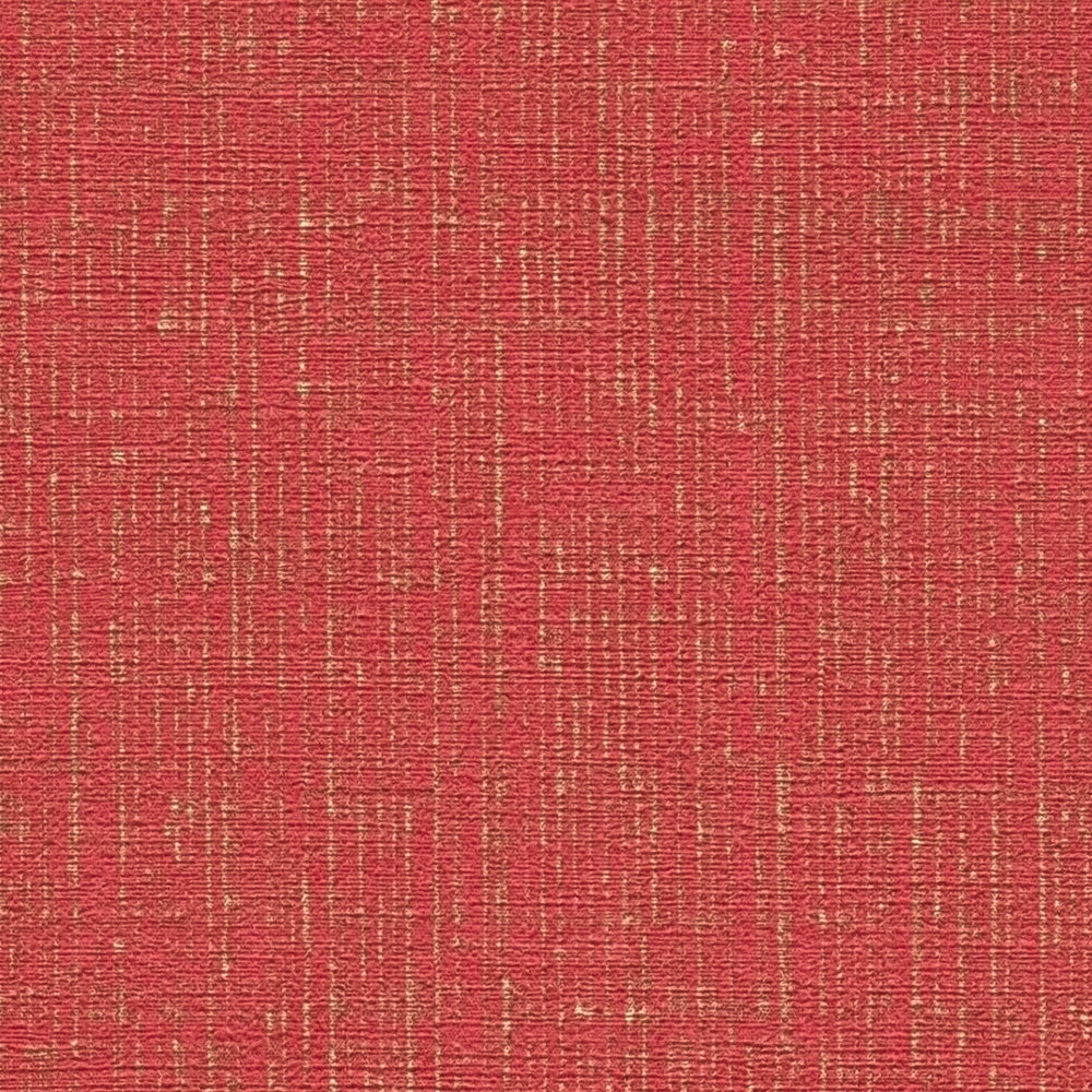             Red wallpaper golden mottled with textile look - metallic, red
        