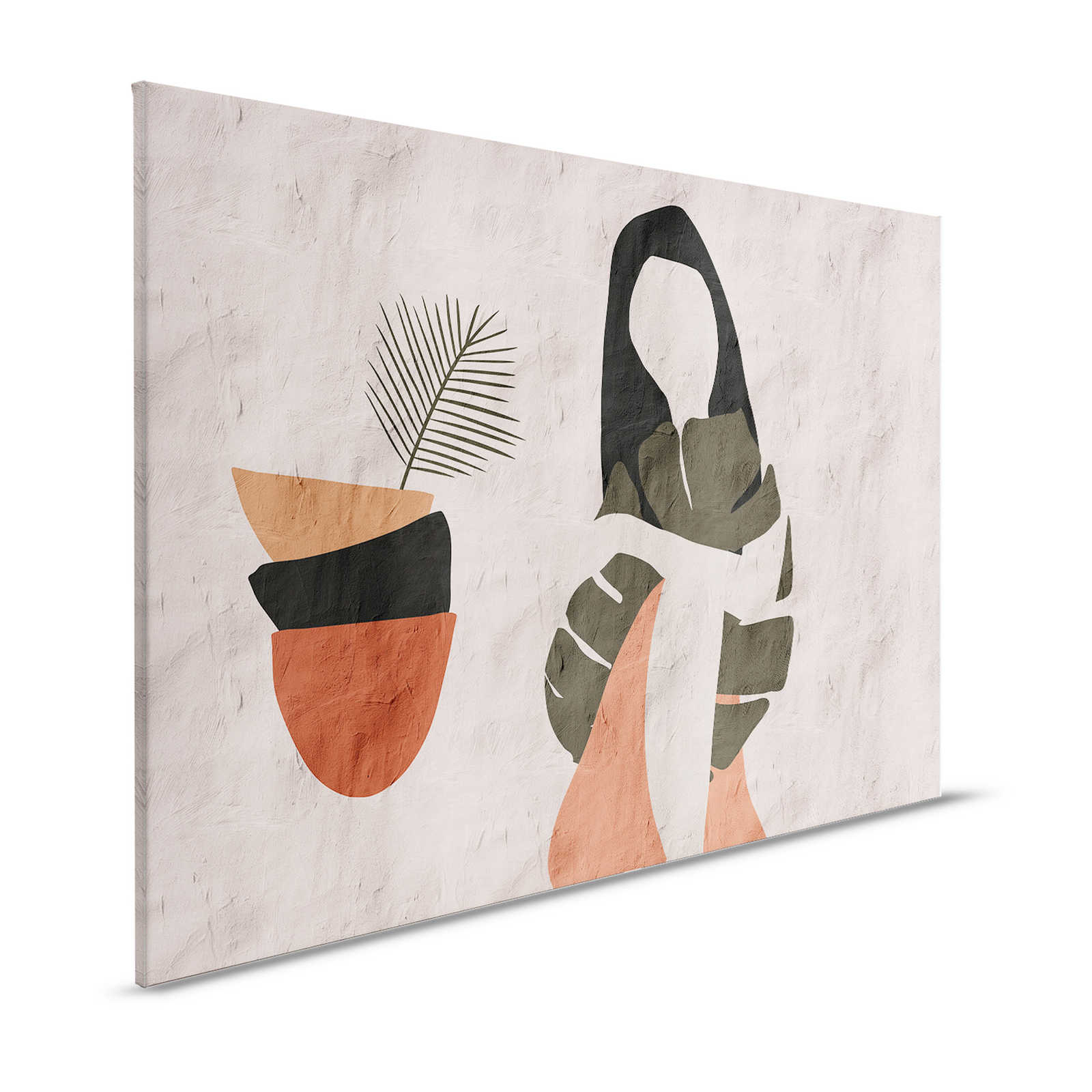 Santa Fe 1 - Tableau d'argile beige avec design ethnique - 1,20 m x 0,80 m
