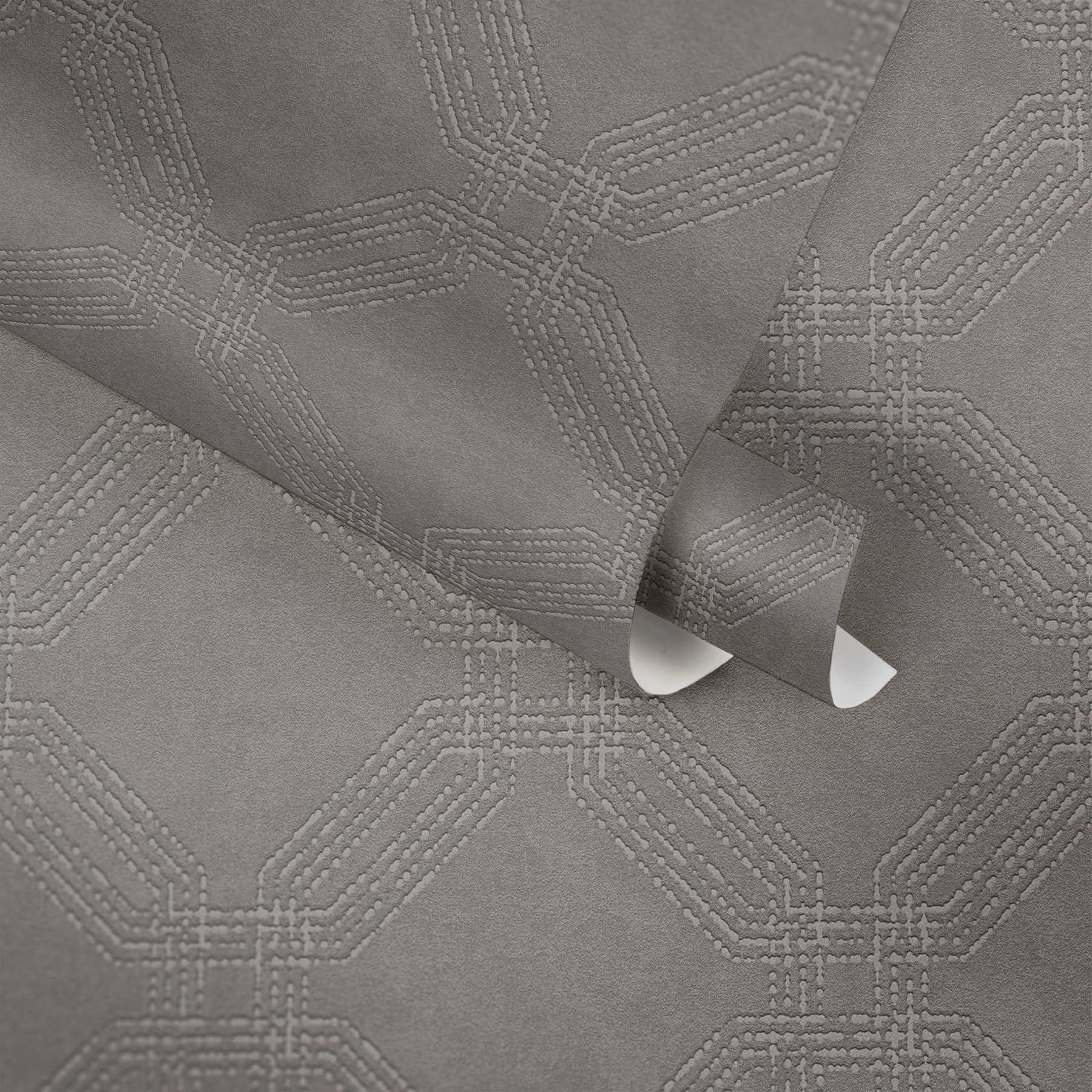             Wallpaper with diamond look, textured - brown, grey, silver
        