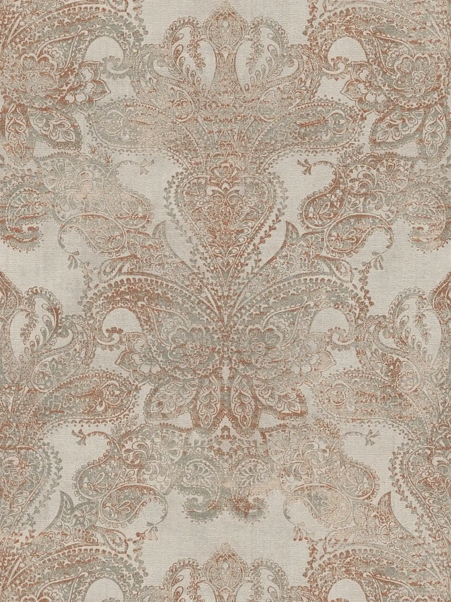         Classic baroque wallpaper with ornaments - beige, grey, reddish brown
    