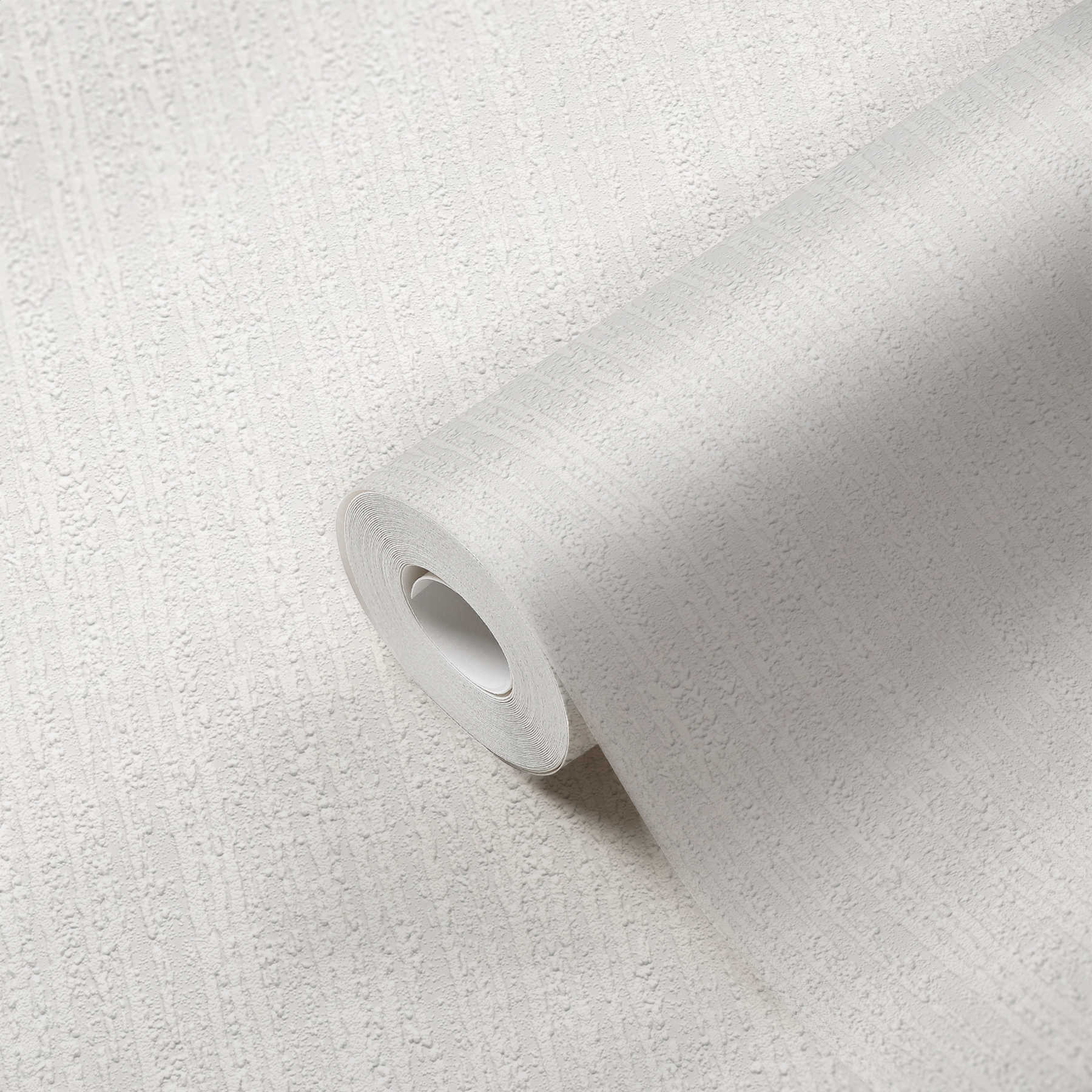             Papier peint blanc structuré aspect plâtre avec effet 3D - Blanc
        