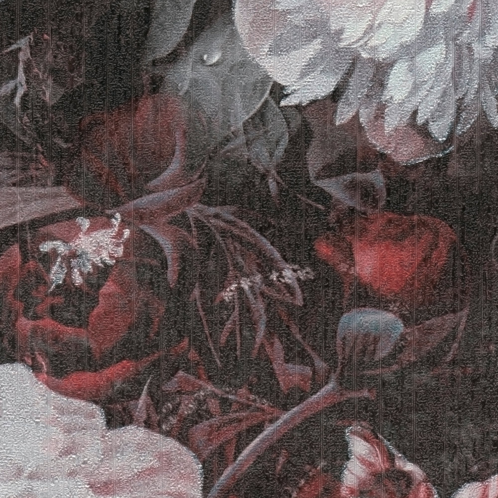             Papier peint rose style vintage - métallique, noir, blanc
        