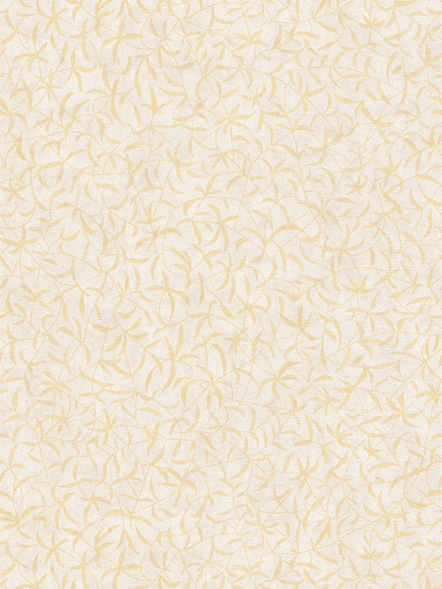 Vliesbehang met takken en bloemen - crème, beige, geel
