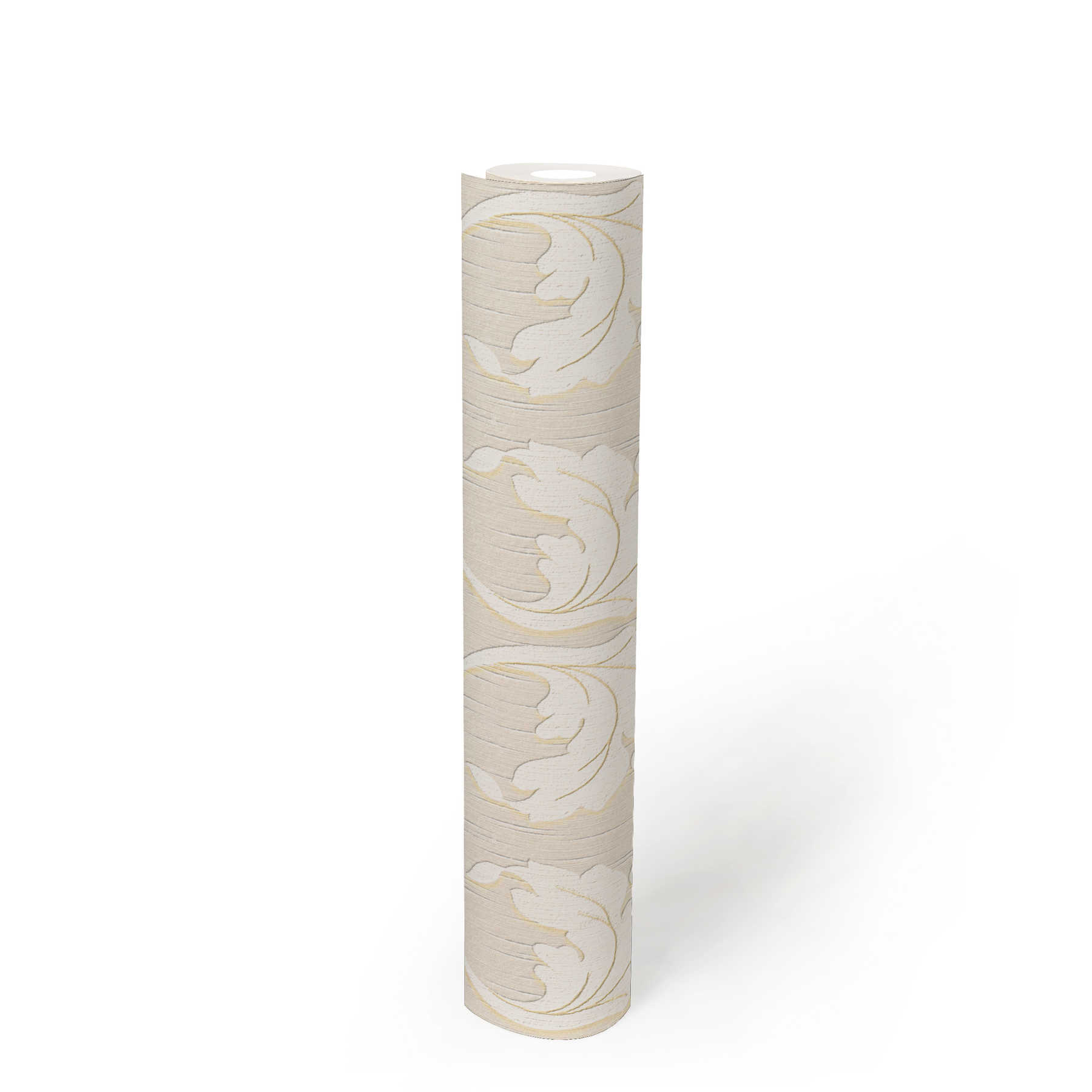             papier peint en papier textile premium avec ornement rinceaux - beige, crème, or
        
