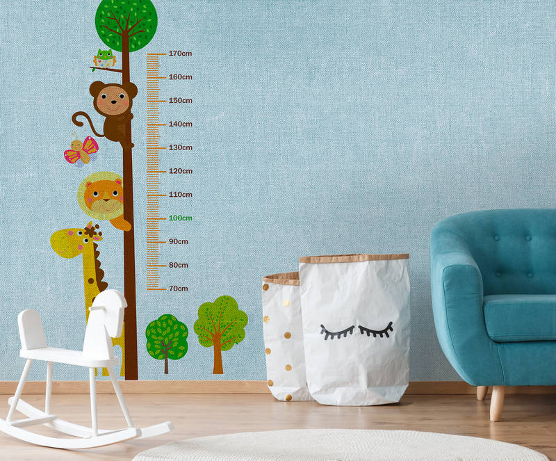             Children mural with yardstick - Blue, Colorful
        