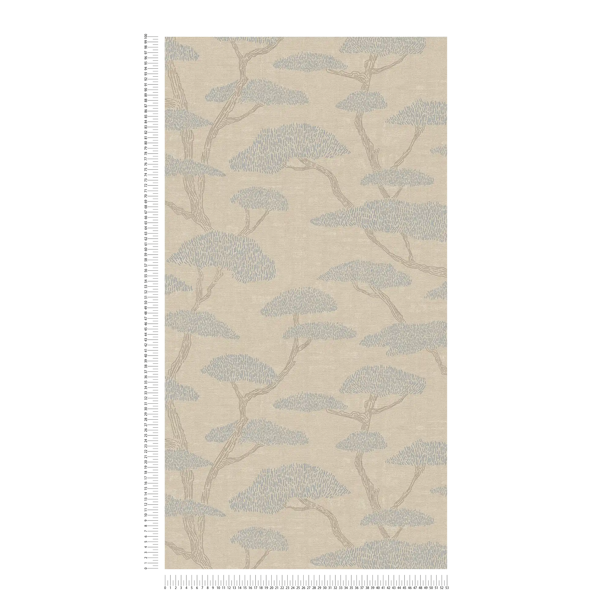            Beige wallpaper with abstract pine tree pattern
        