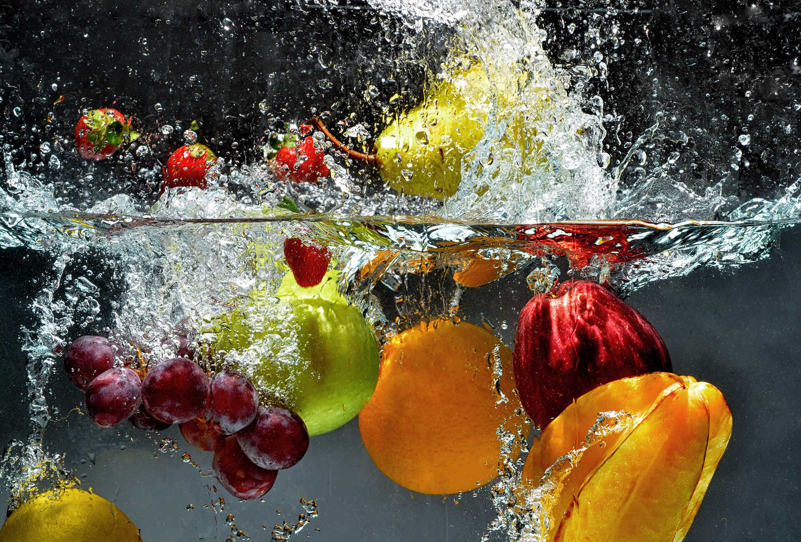         Photo wallpaper fresh fruit and water - colourful, yellow, red
    