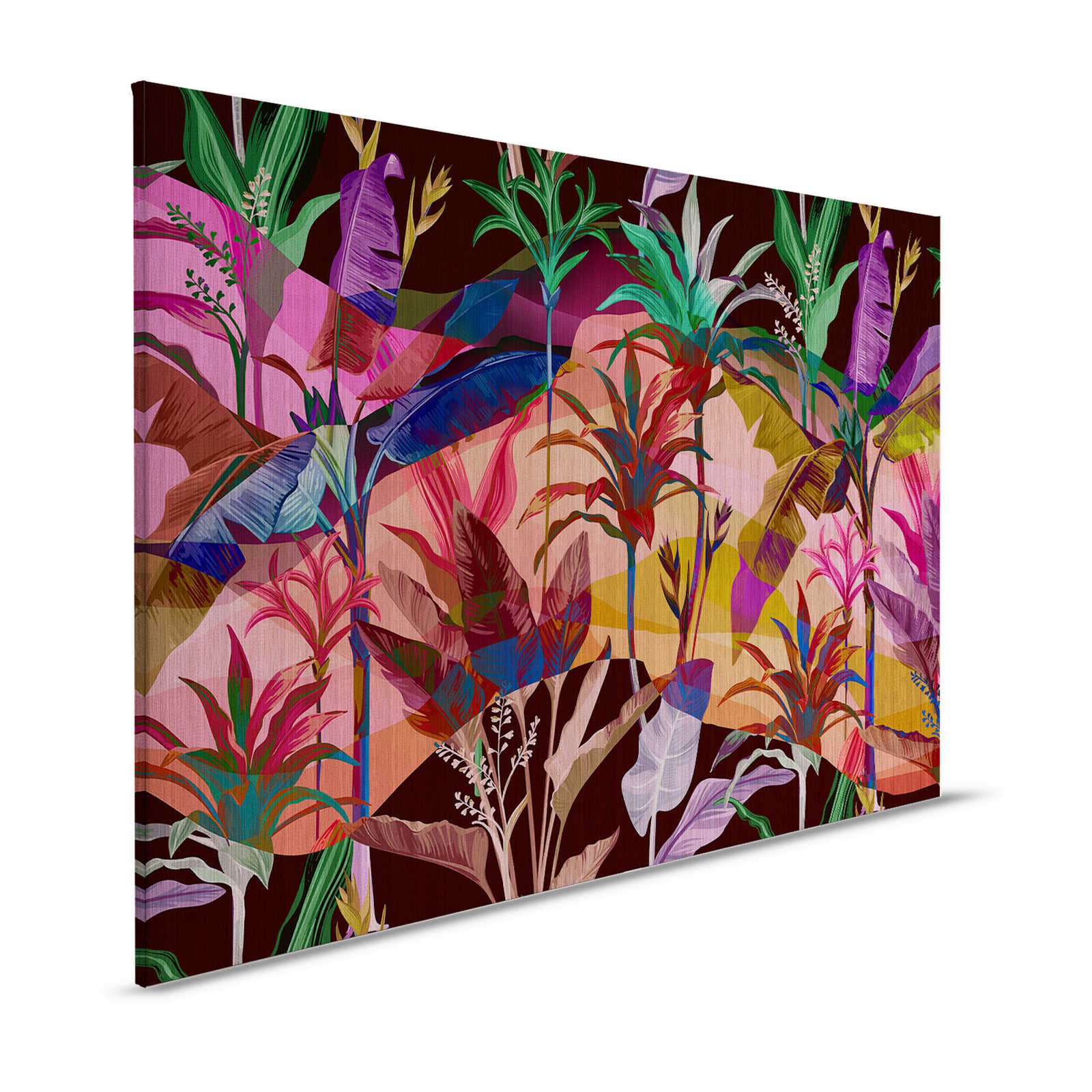 Palmyra 1 - Jungle Canvas Painting Colourful & Abstract Leaves - 1.20 m x 0.80 m
