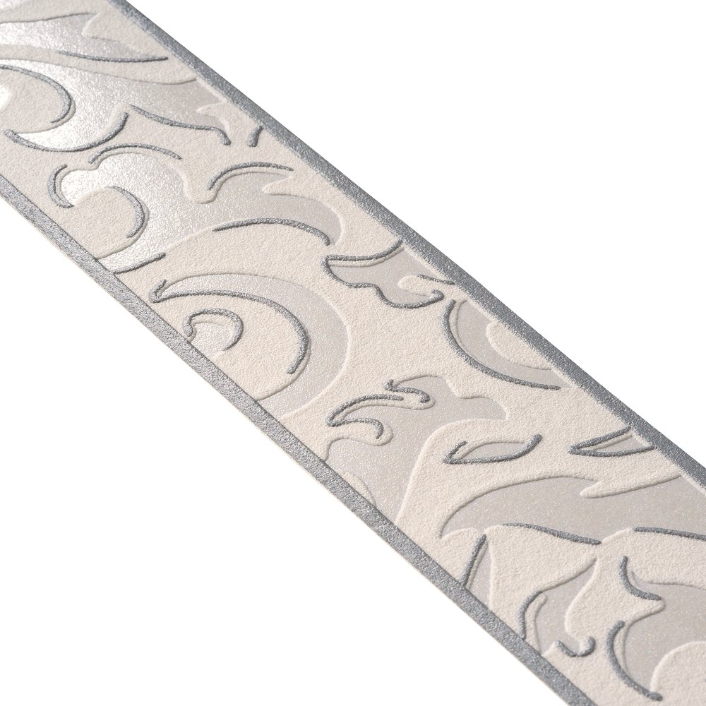             Behangrand modern stucwerkpatroon - grijs, metallic
        