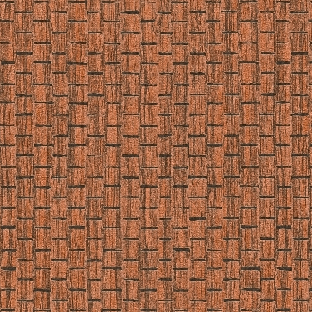             Red brown non-woven wallpaper with raffia design - red
        