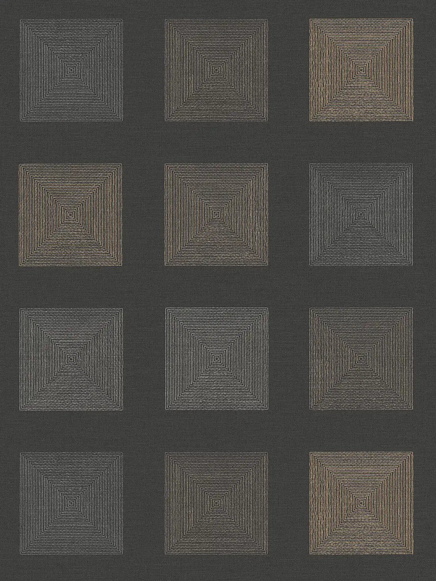 Afrikaans behang grafisch patroon met metallic effect - zwart, goud, zilver
