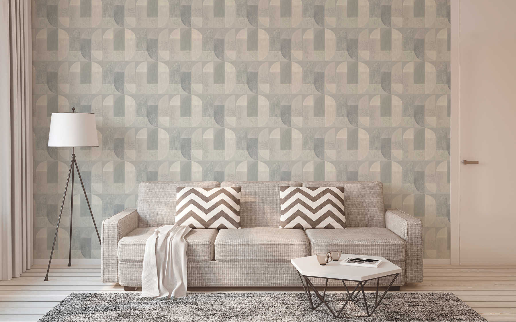             Wallpaper retro design in Scandinavian style - grey
        