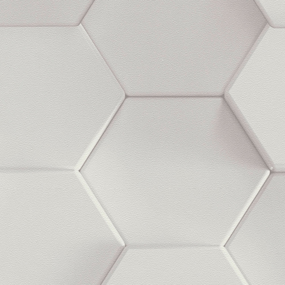             Papier peint Hexagon 3D motif graphique nid d'abeille - Blanc
        
