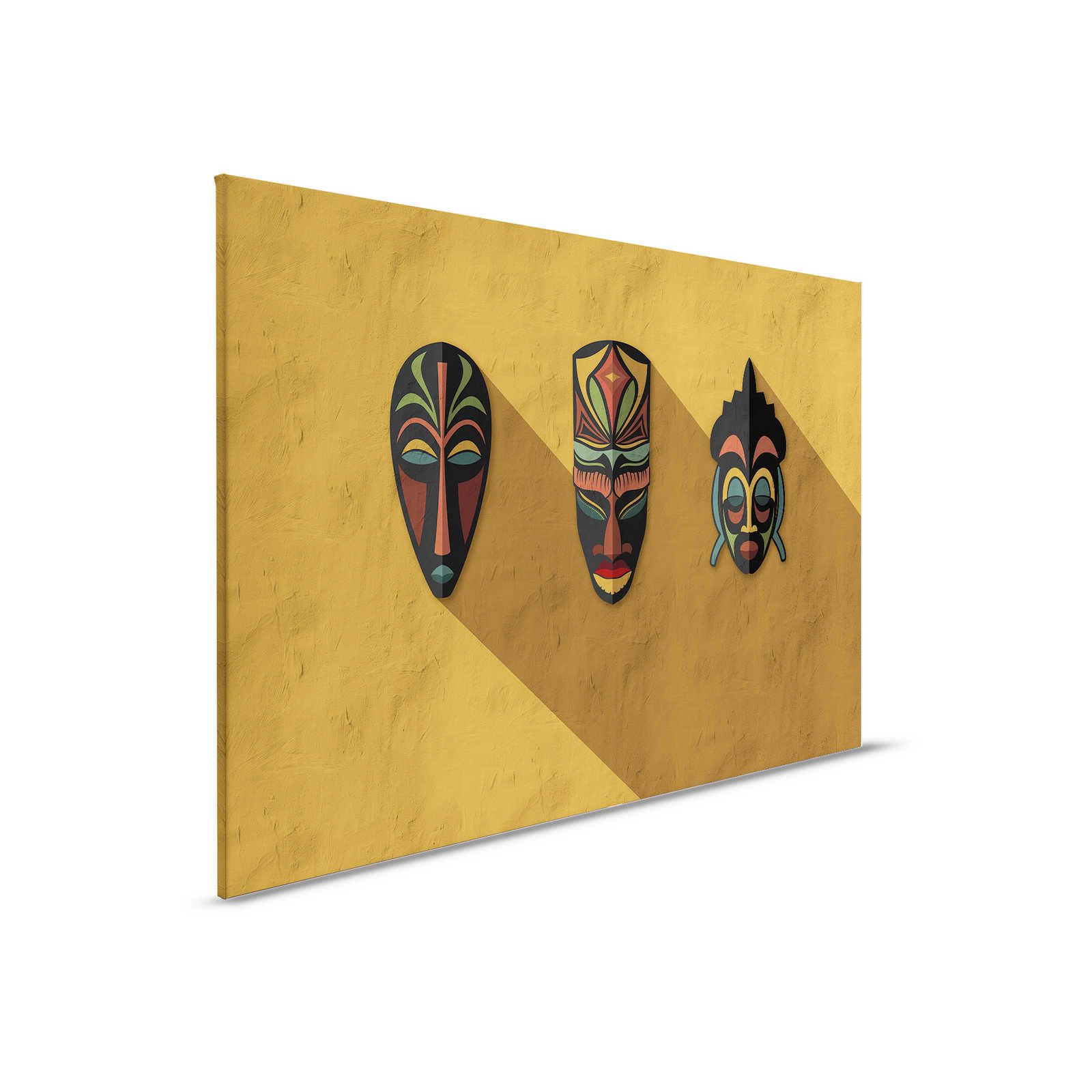         Zulu 1 - Canvas painting Mustard Yellow, Africa Masks Zulu Design - 0.90 m x 0.60 m
    