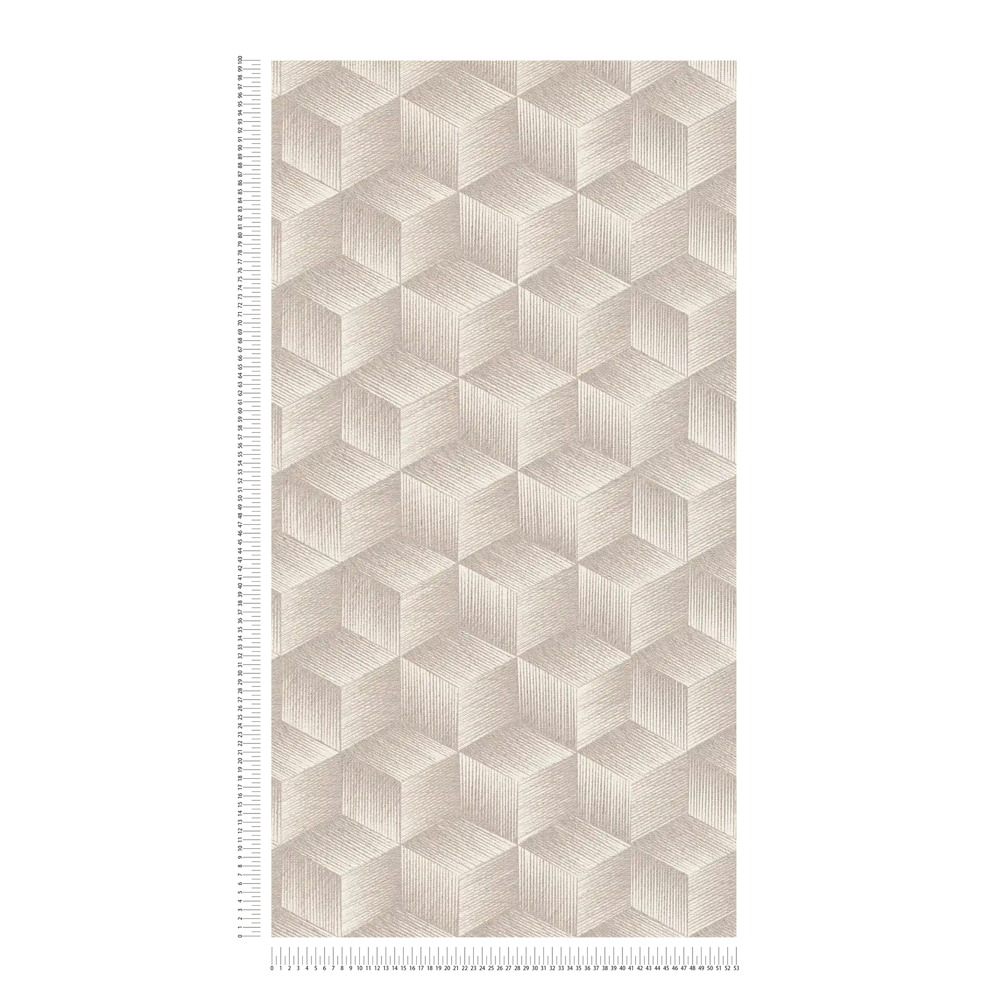             Papel pintado tejido-no tejido con efecto 3D y diseño cuadrado Sin PVC - gris, grisáceo, blanco
        